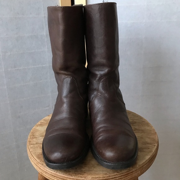 J. Crew size 7 moto boots brown leather cool and rugged buckle straps - Picture 8 of 13
